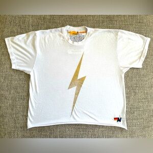 Aviator Nation White Gold ⚡️ Bolt Tshirt Size Medium
